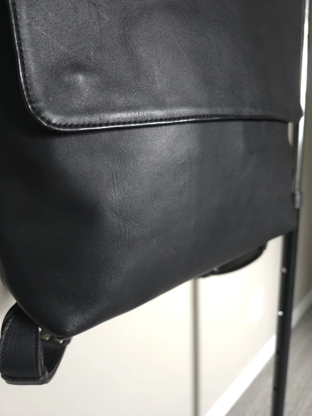 Black Leather & Suede Unisex Backpack, Handmade